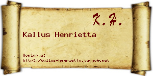 Kallus Henrietta névjegykártya